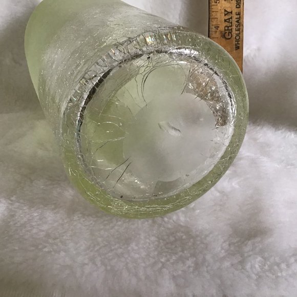 Hand Blown Tall Glass Art Vase or Pillar Candle Holder Color Sea Glass Green - Picture 5 of 7